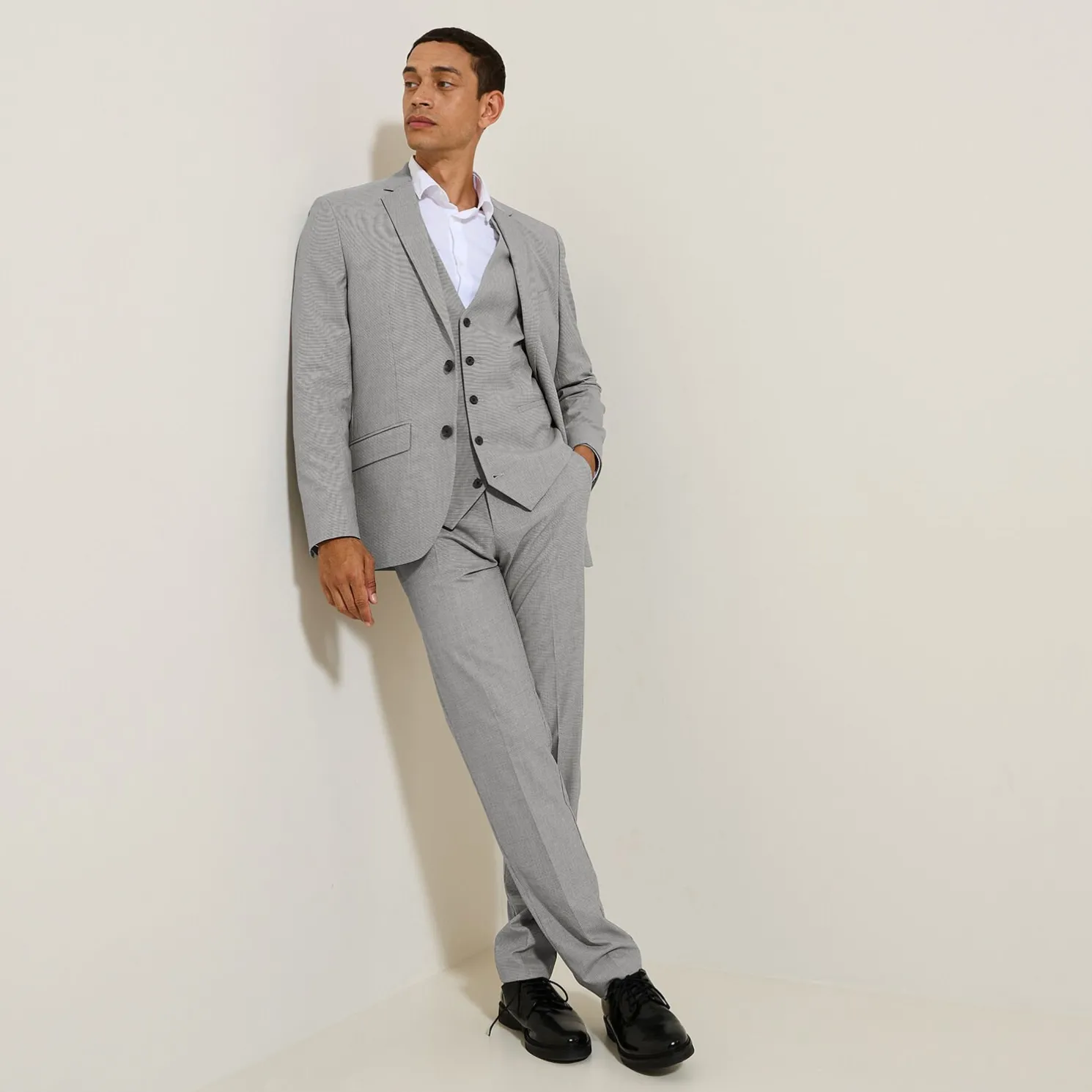 Slim kostuumvest met pied-de-puce-motief