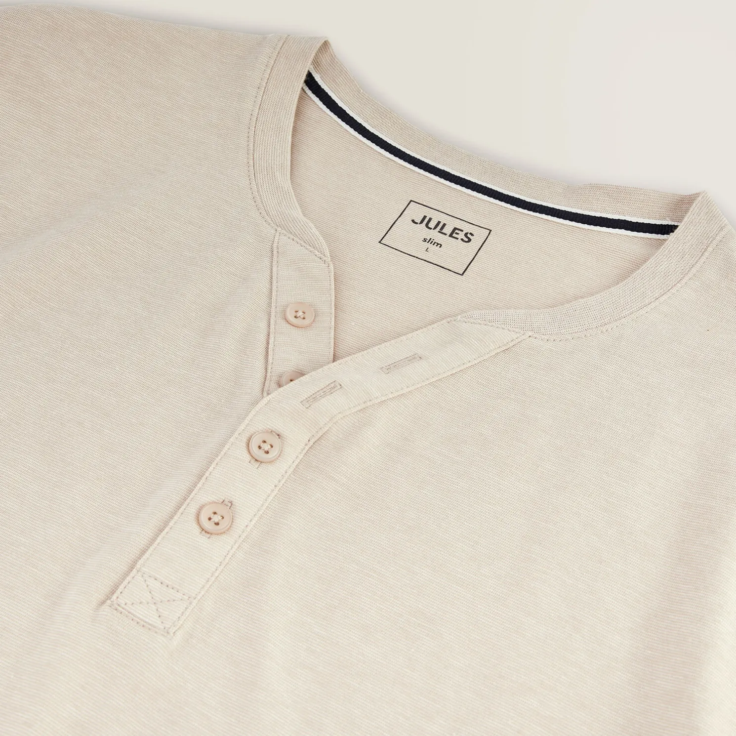 Slim T-shirt met Tunesische kraag