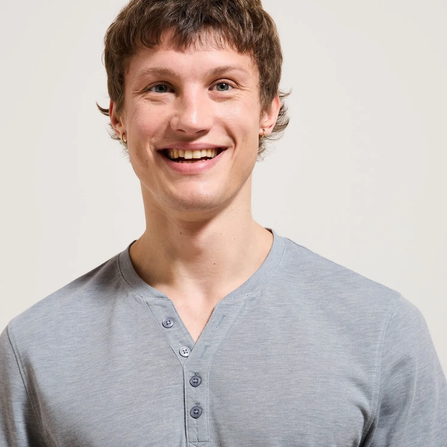 Slim T-shirt met Tunesische kraag