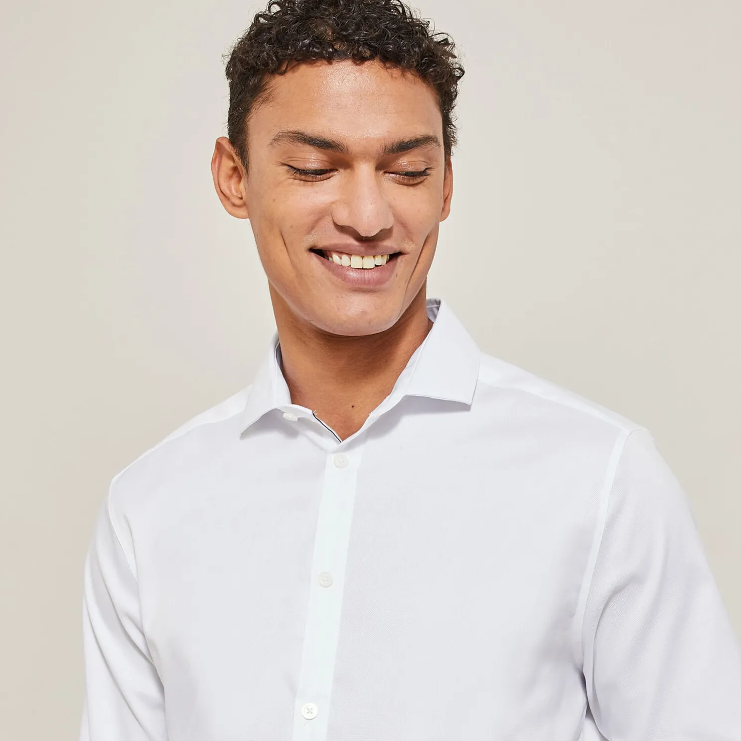 Strijkvrij regular effen hemd in katoen