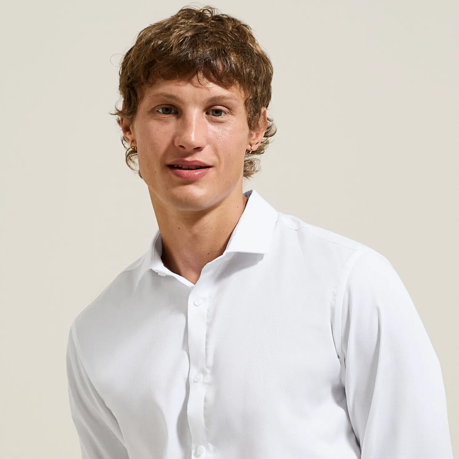 Strijkvrij regular hemd in jacquardkatoen