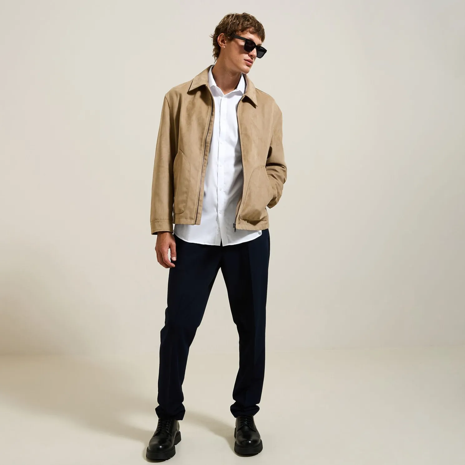 Strijkvrij regular hemd in jacquardkatoen