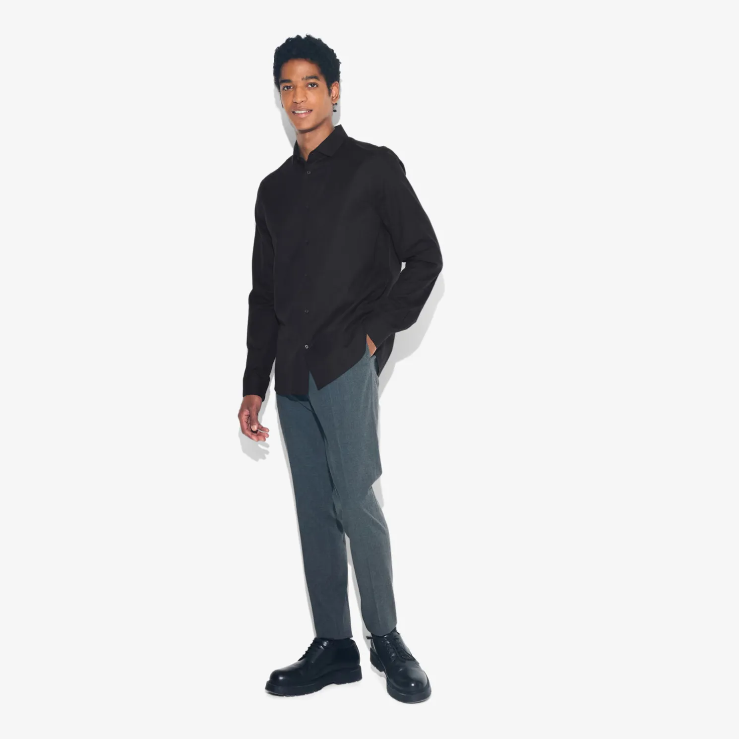 Strijkvrij slim effen hemd in katoen