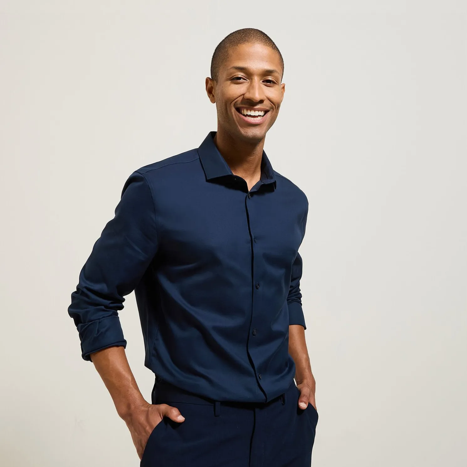 Strijkvrij slim effen hemd in katoen