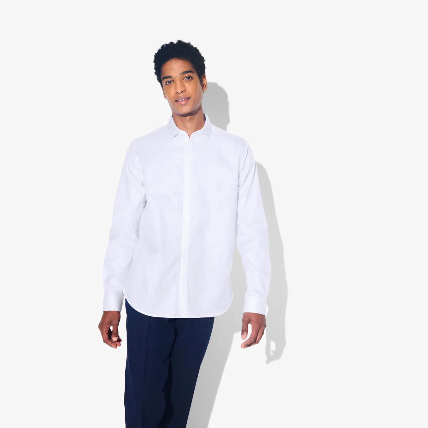 Strijkvrij slim effen hemd in katoen