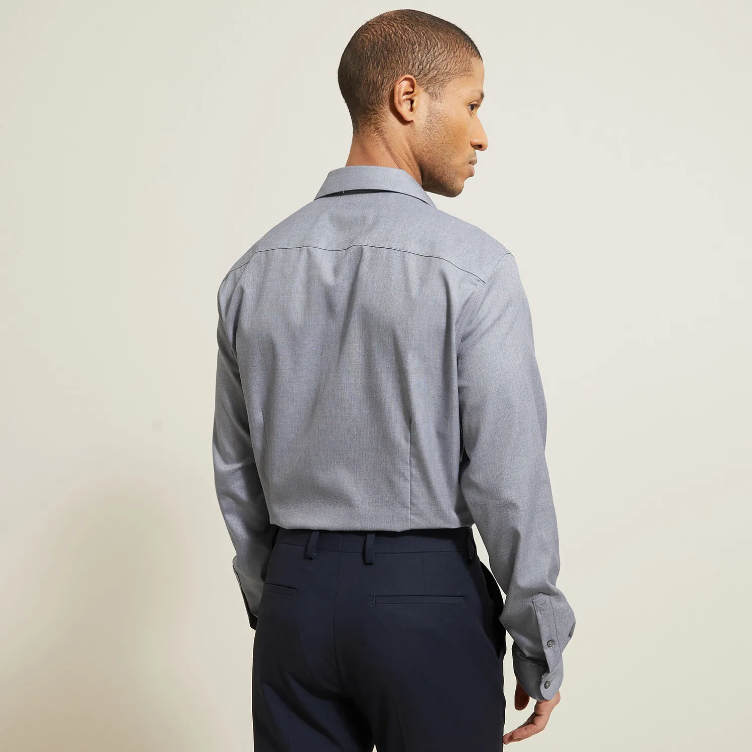 Strijkvrij slim effen hemd in katoen