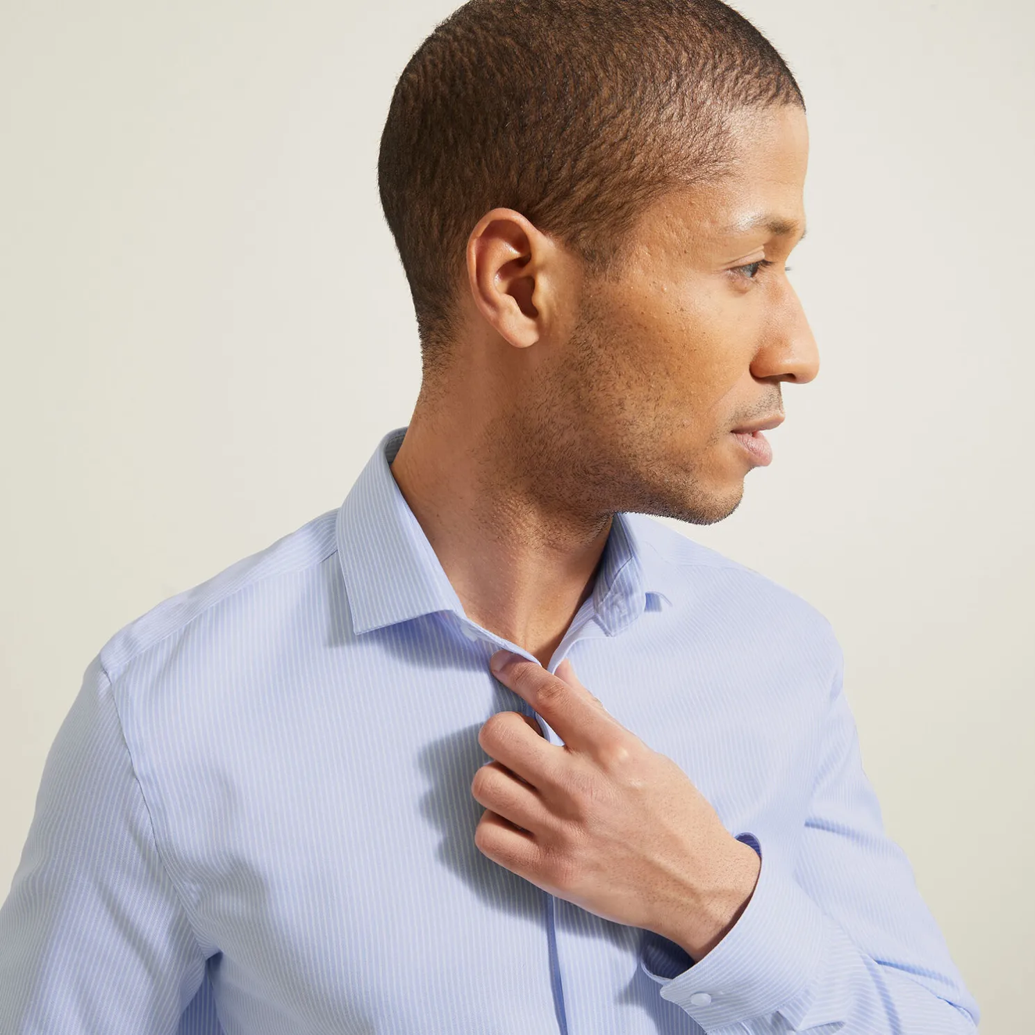 Strijkvrij slim gestreept hemd in katoen