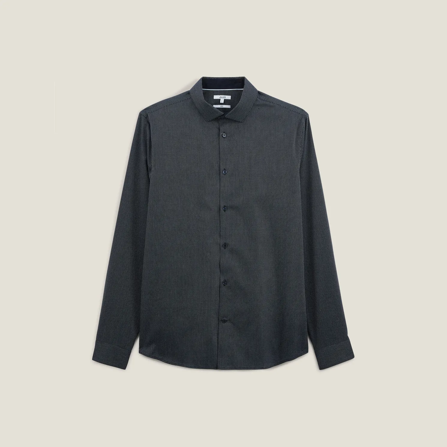 Strijkvrij slim microjacquard hemd in katoen