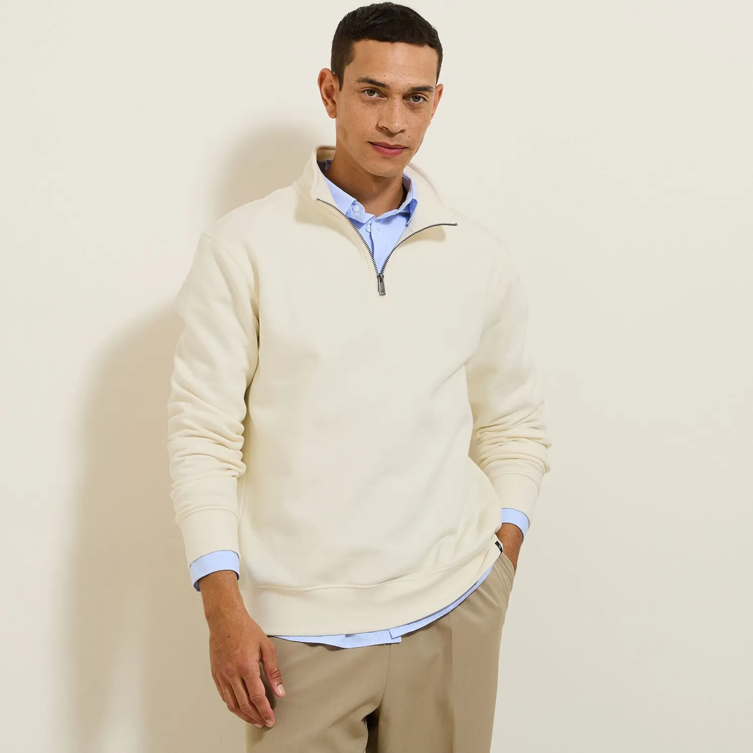 Sweater met opstaande ritskraag