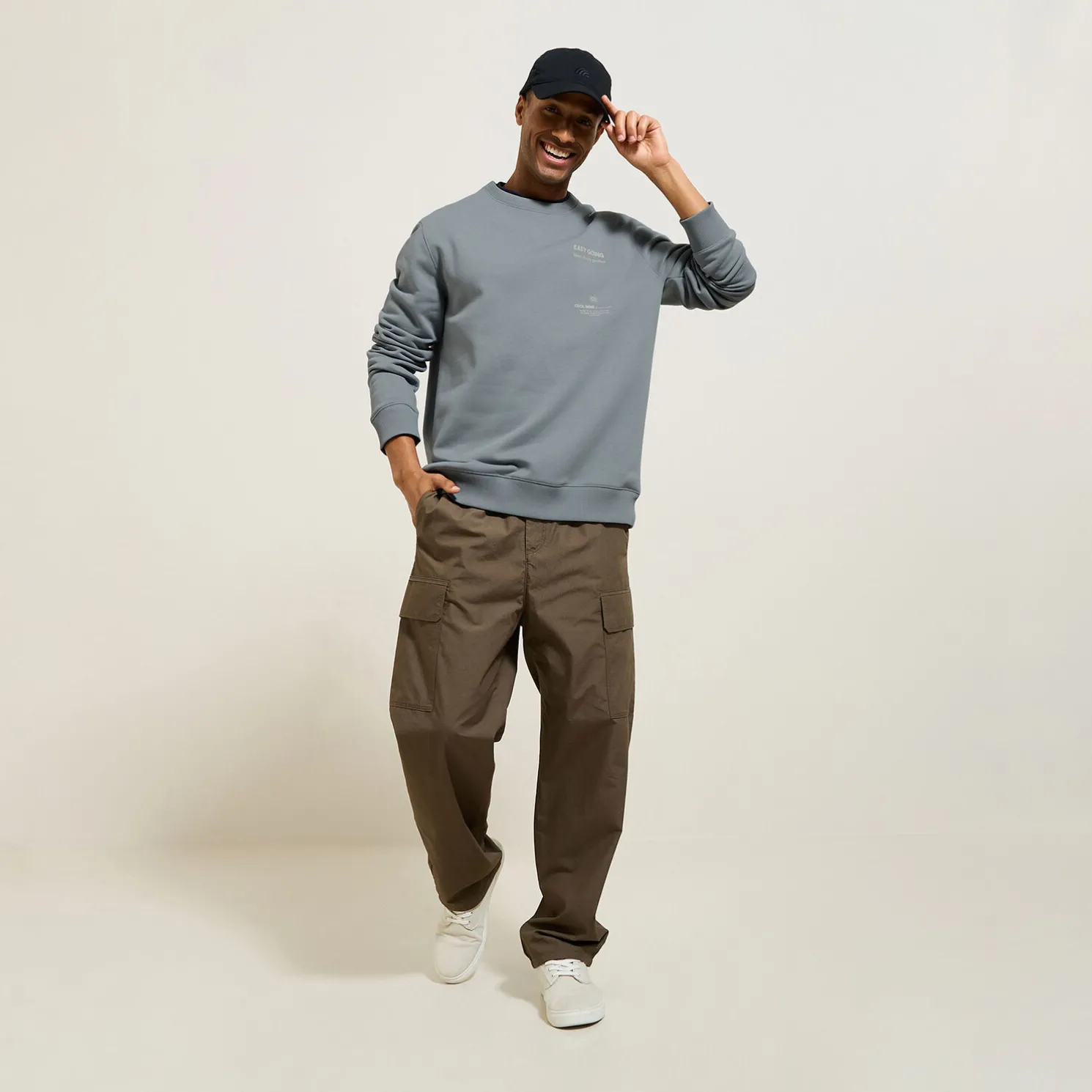 Sweater met ronde hals en print vooraan