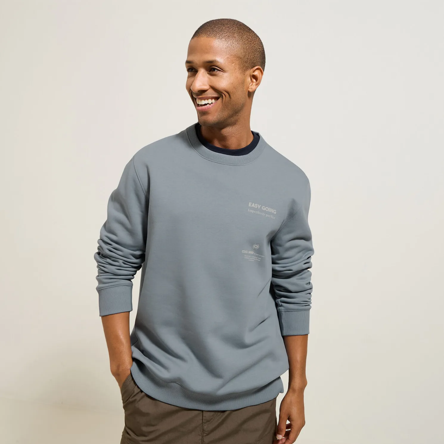 Sweater met ronde hals en print vooraan