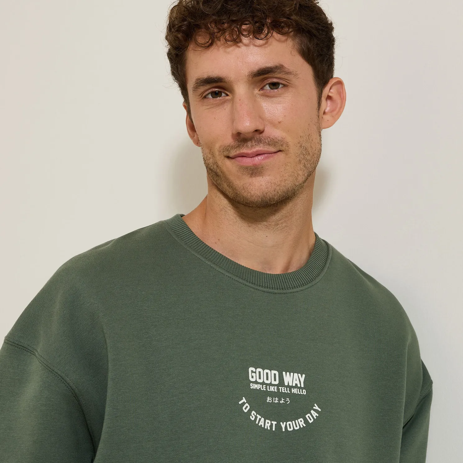 Sweater met ronde hals en print op voor-en achterk