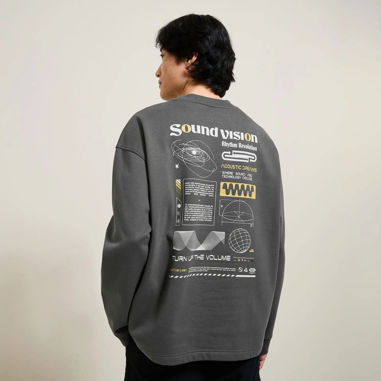 Sweater met ronde hals en print op voor-en achterk