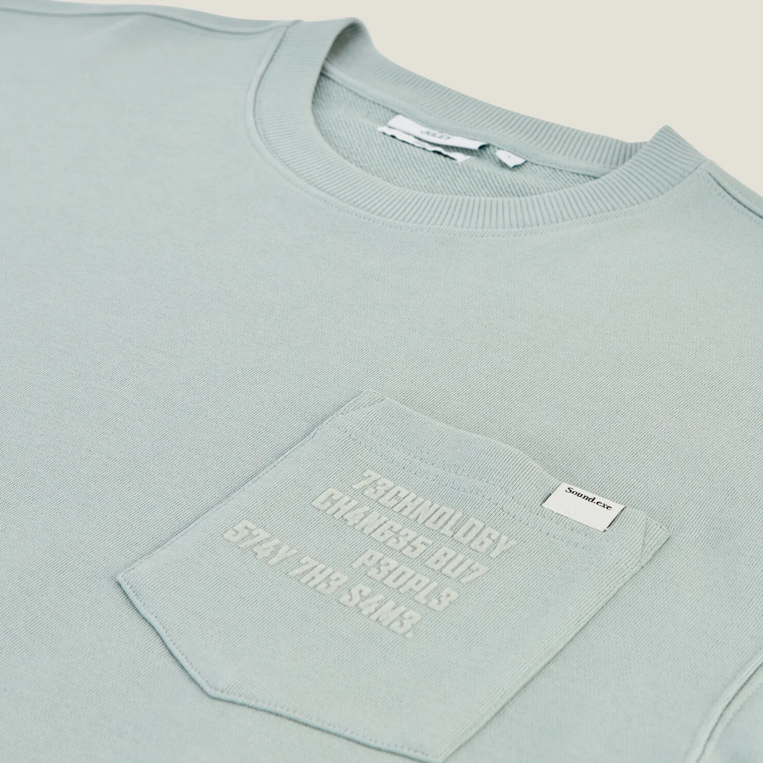 Sweater ronde hals, zak en afbeelding