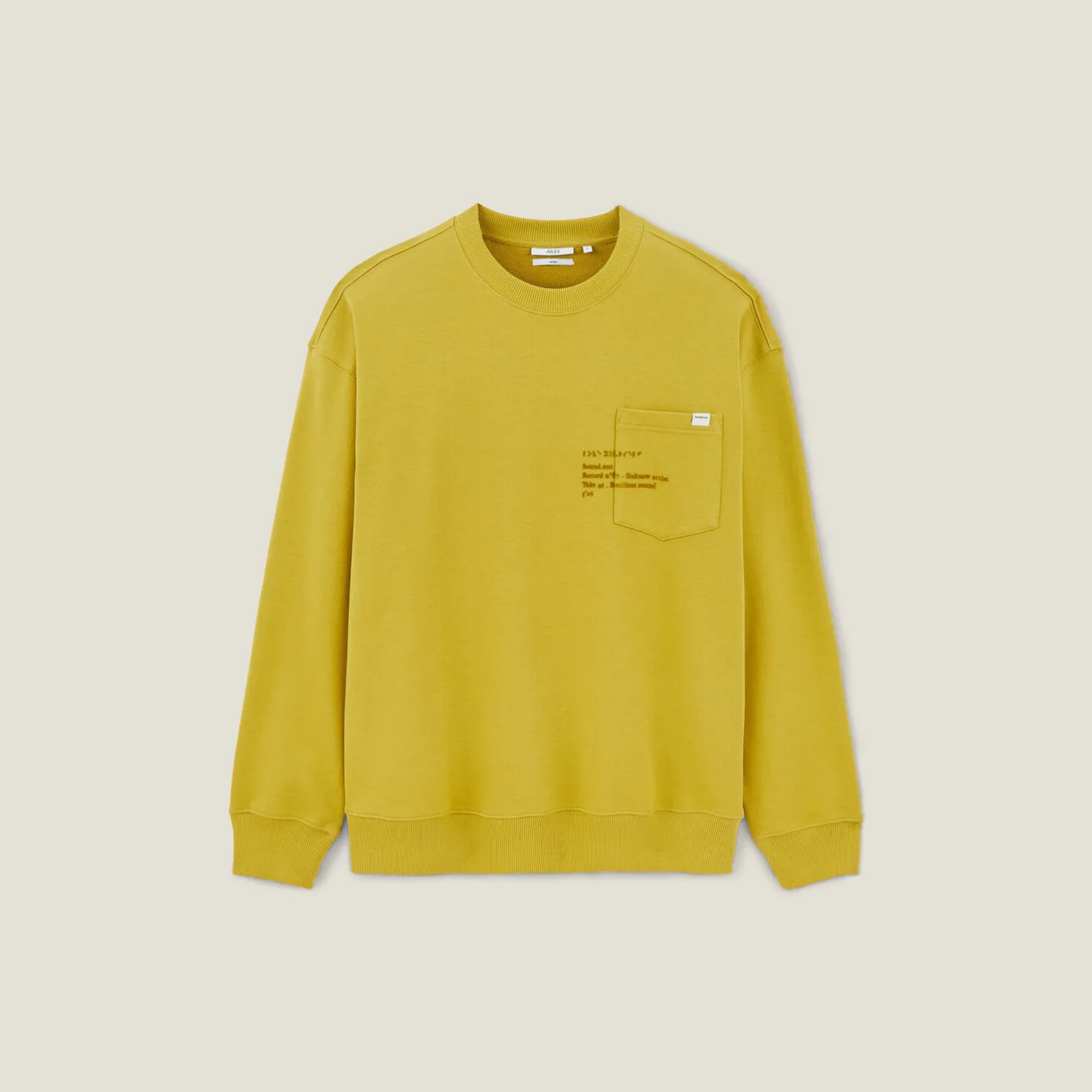 Sweater ronde hals, zak en afbeelding