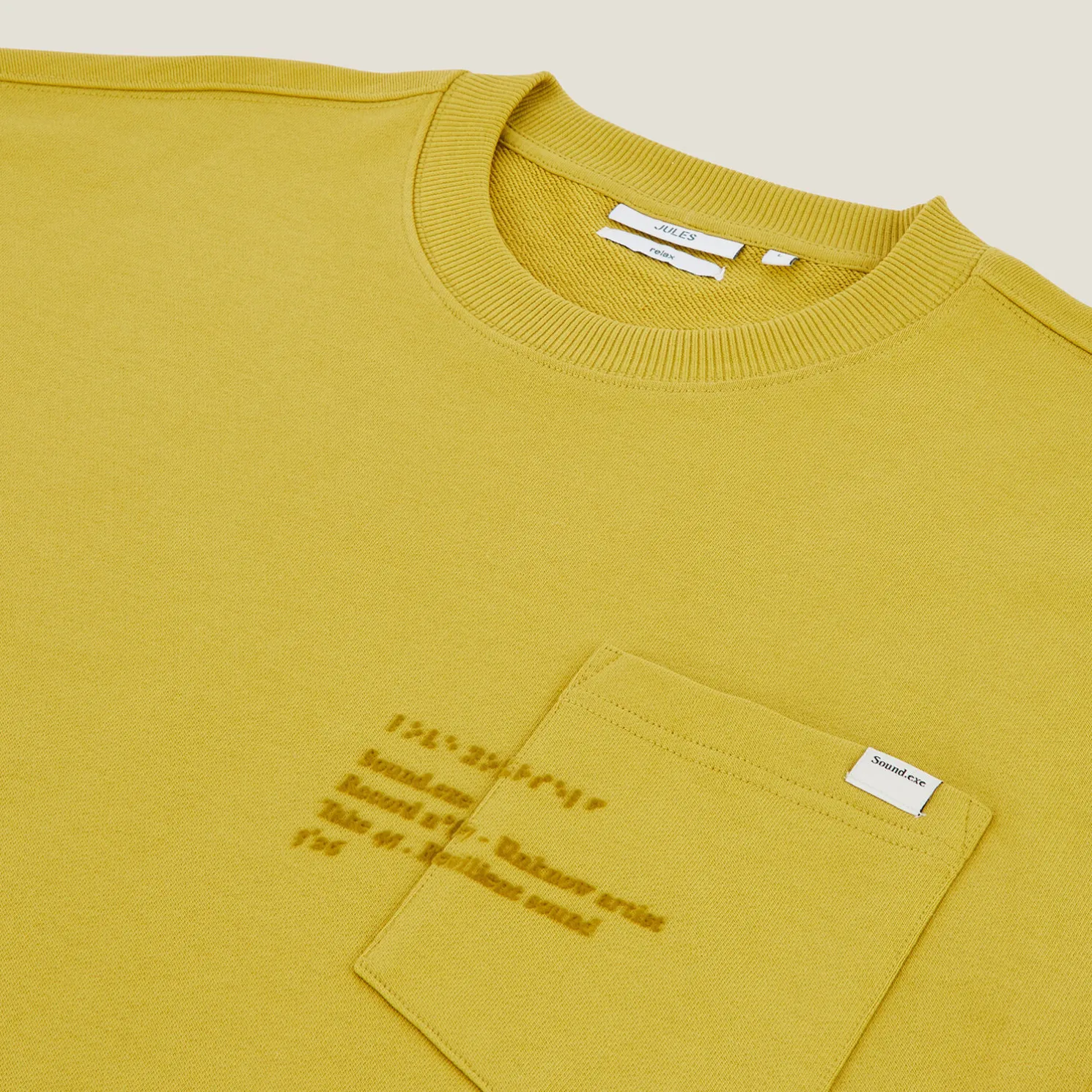 Sweater ronde hals, zak en afbeelding