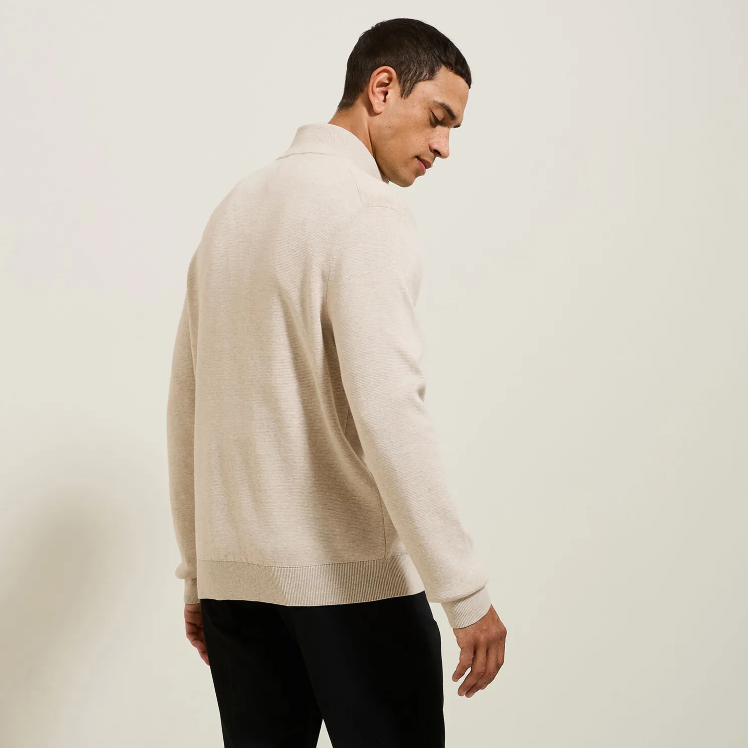 Trui met opstaande kraag en halve rits