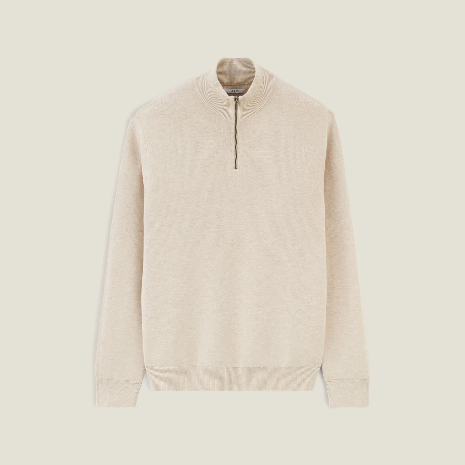 Trui met opstaande kraag en halve rits