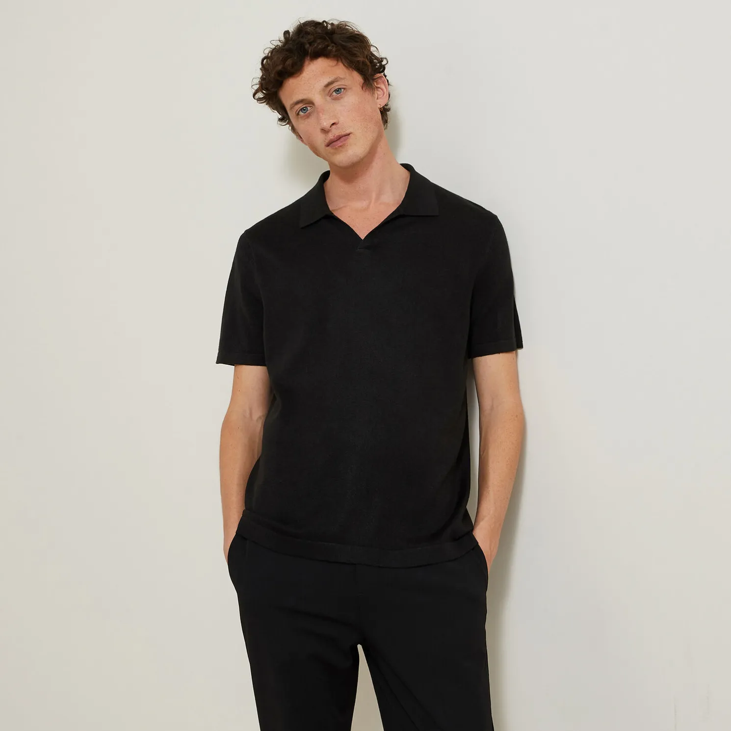 Trui met resort polokraag en korte mouwen