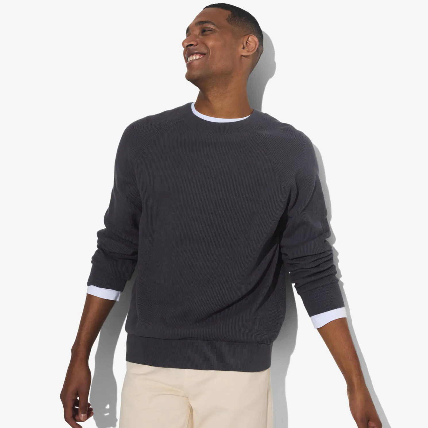 Trui met ronde hals in ribstof