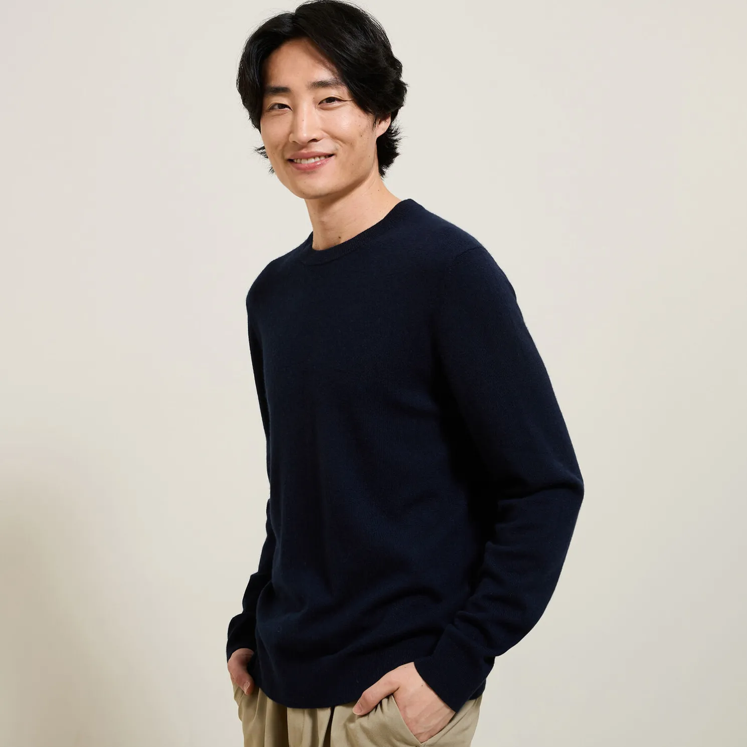 Trui met ronde hals van merinos/kasjmiermix