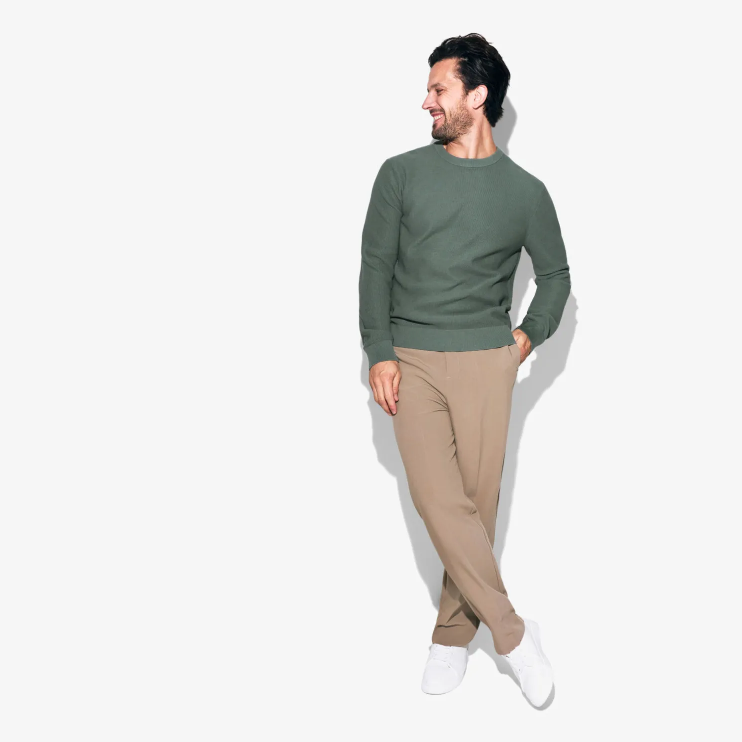 Trui met ronde hals en stekenpatroon