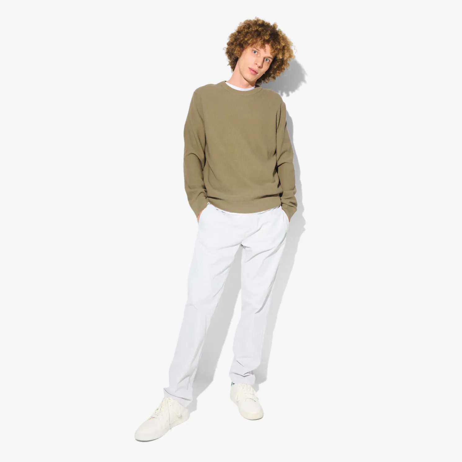 Trui met ronde hals en stekenpatroon