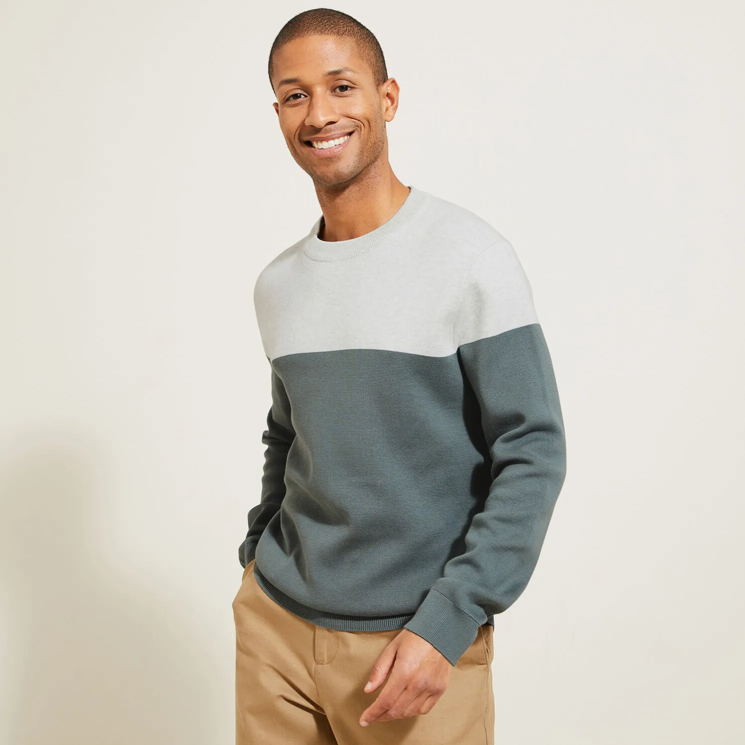 Trui ronde hals, effen kleur