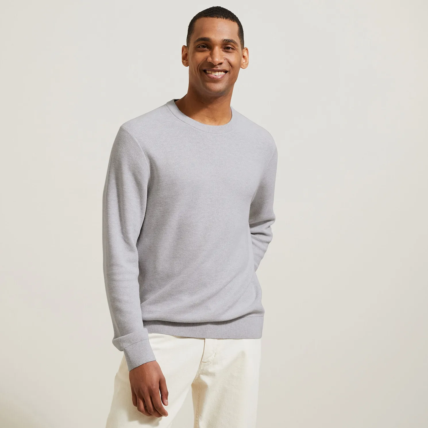 Trui ronde hals, micro honingraat weefpatroon