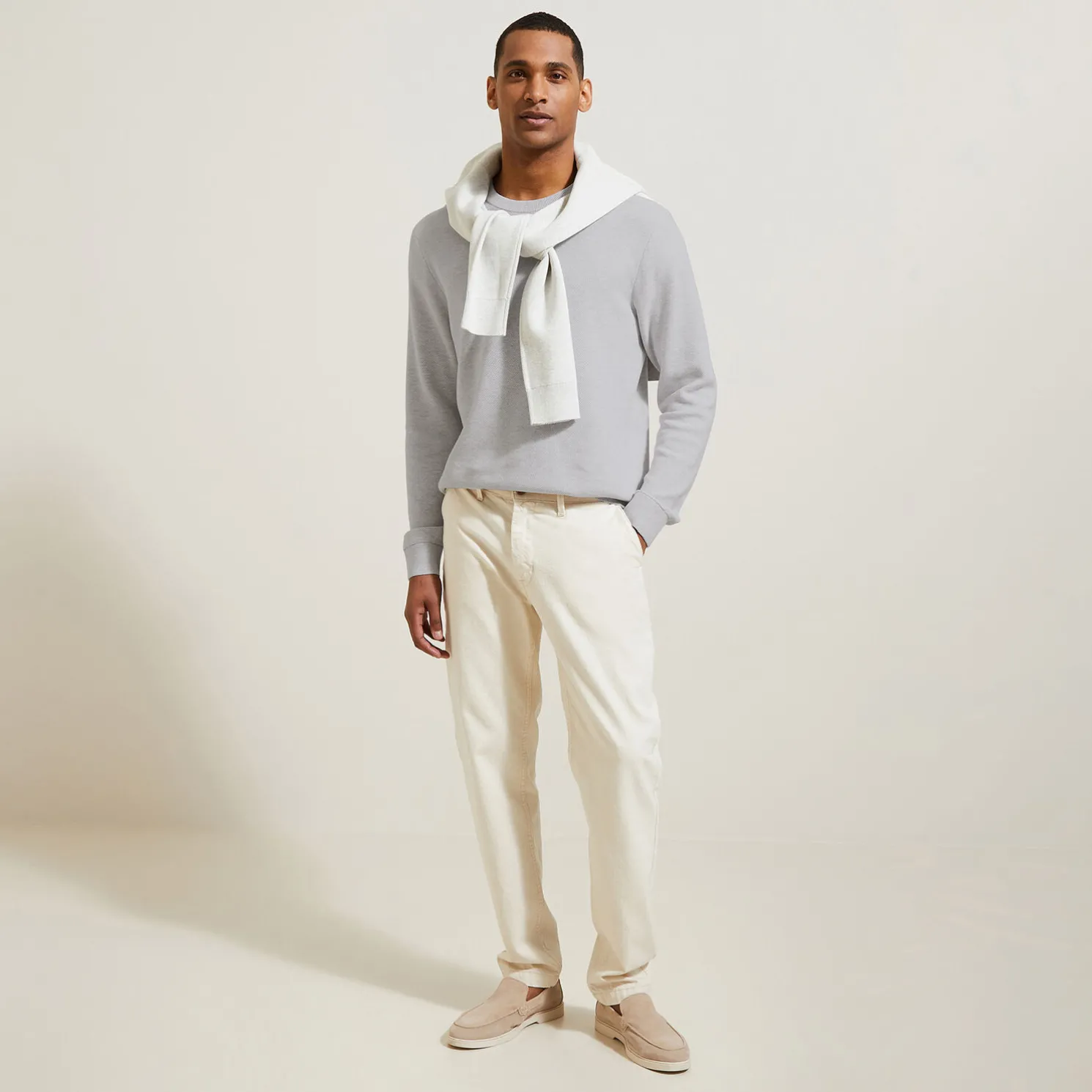 Trui ronde hals, micro honingraat weefpatroon