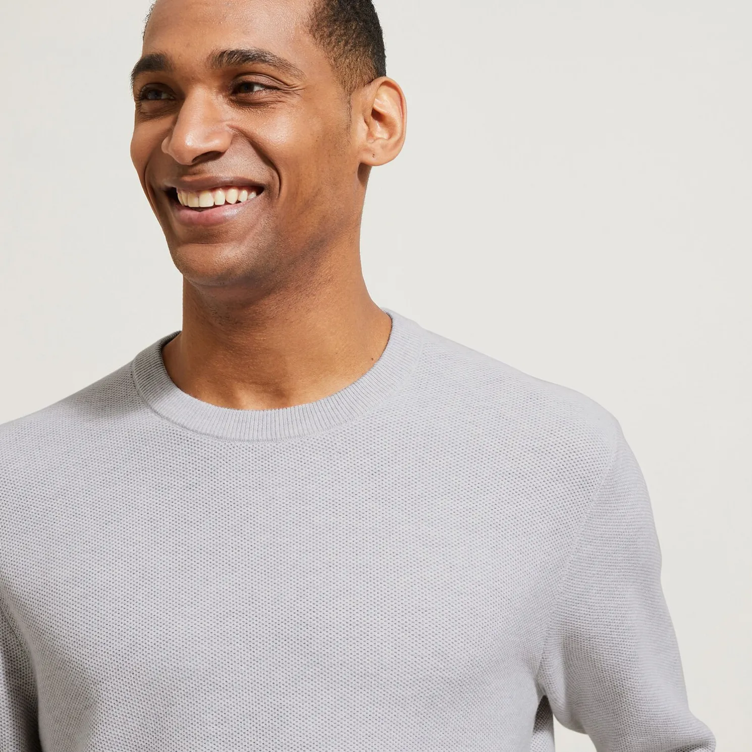 Trui ronde hals, micro honingraat weefpatroon