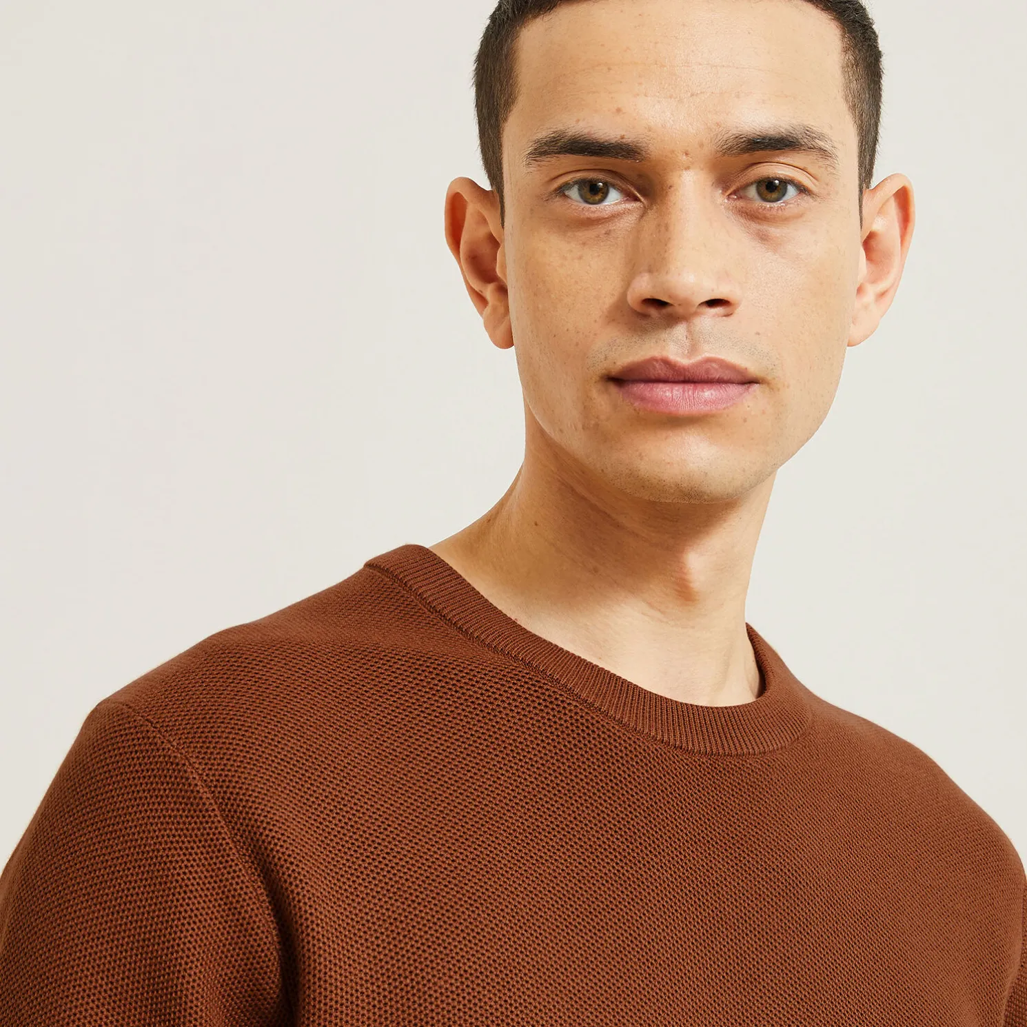 Trui ronde hals, micro honingraat weefpatroon