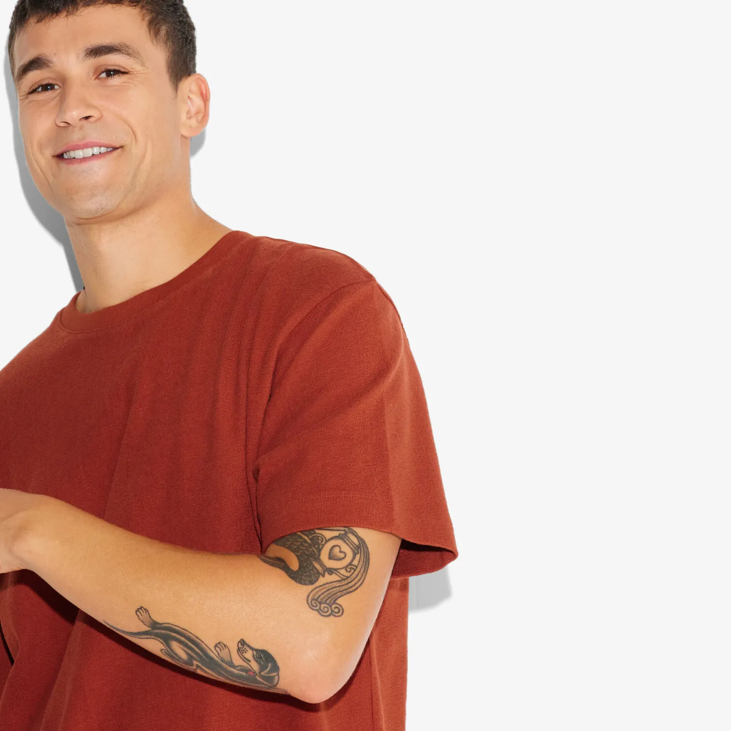 T-shirt in badstof met ronde hals