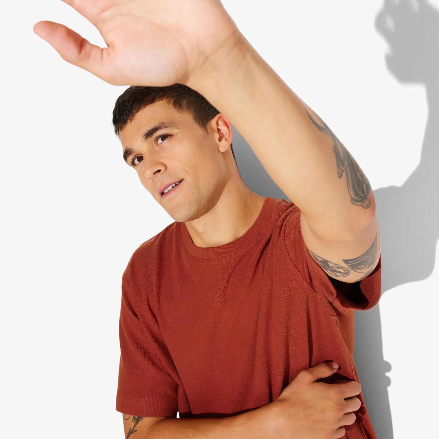 T-shirt in badstof met ronde hals