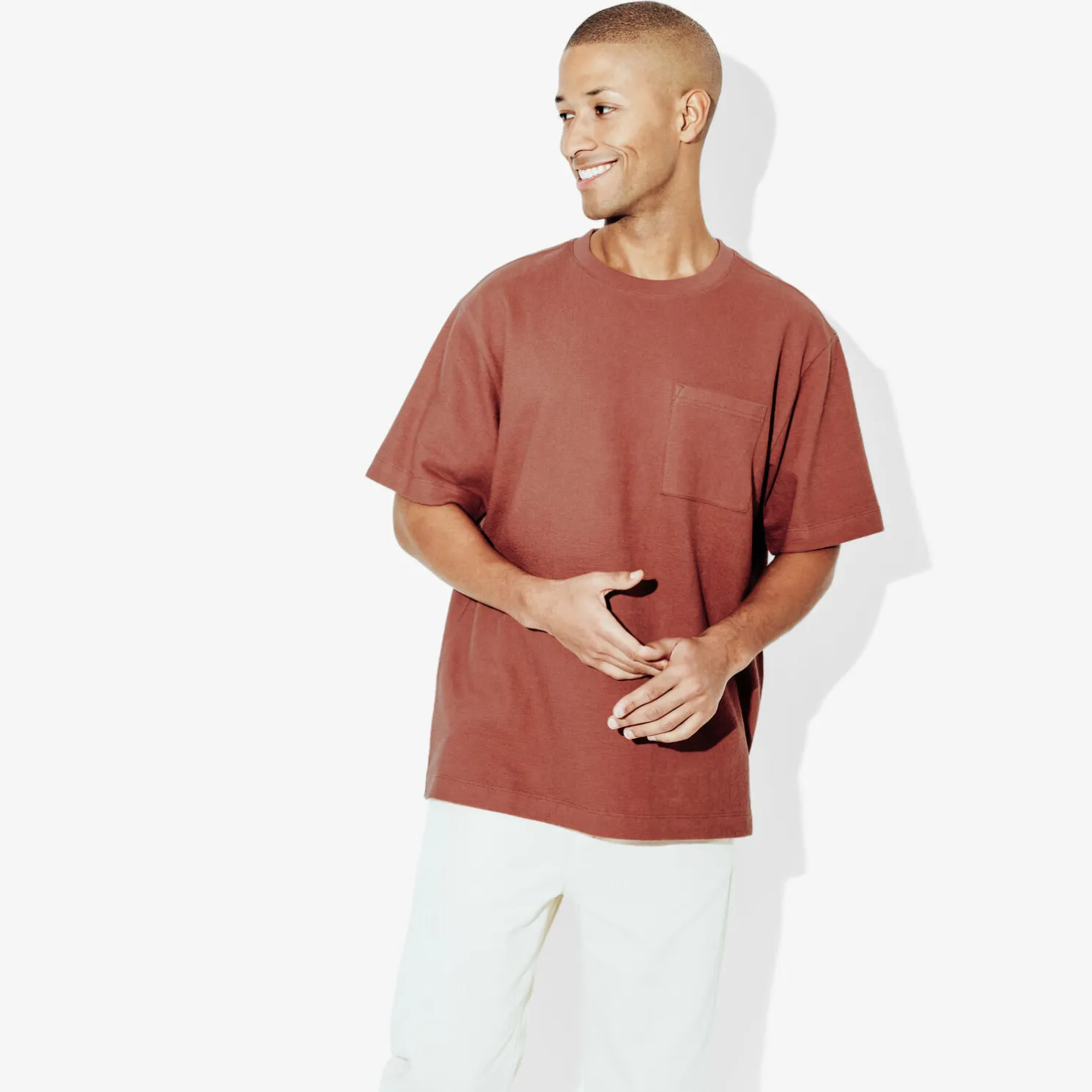 T-shirt in badstof met ronde hals