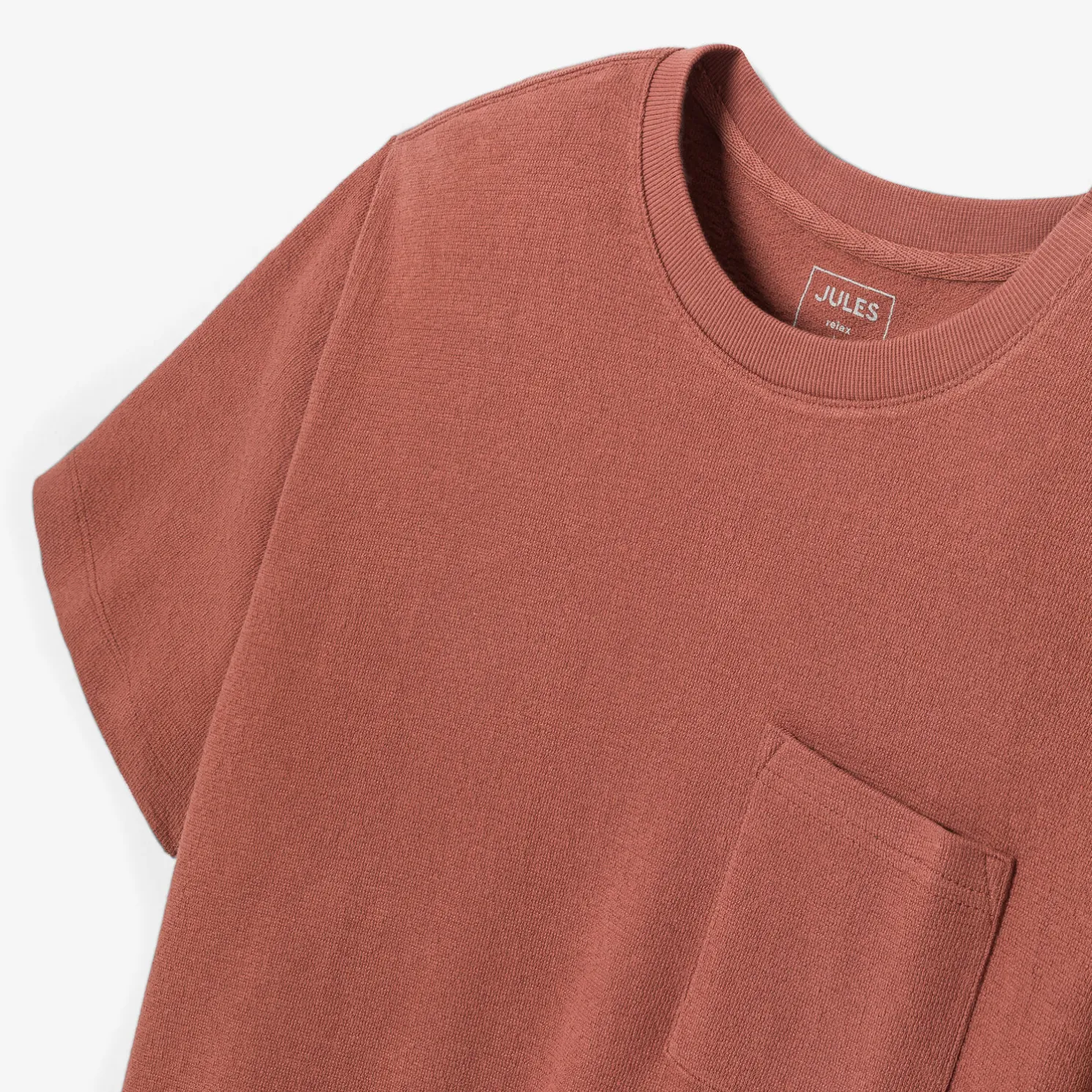 T-shirt in badstof met ronde hals