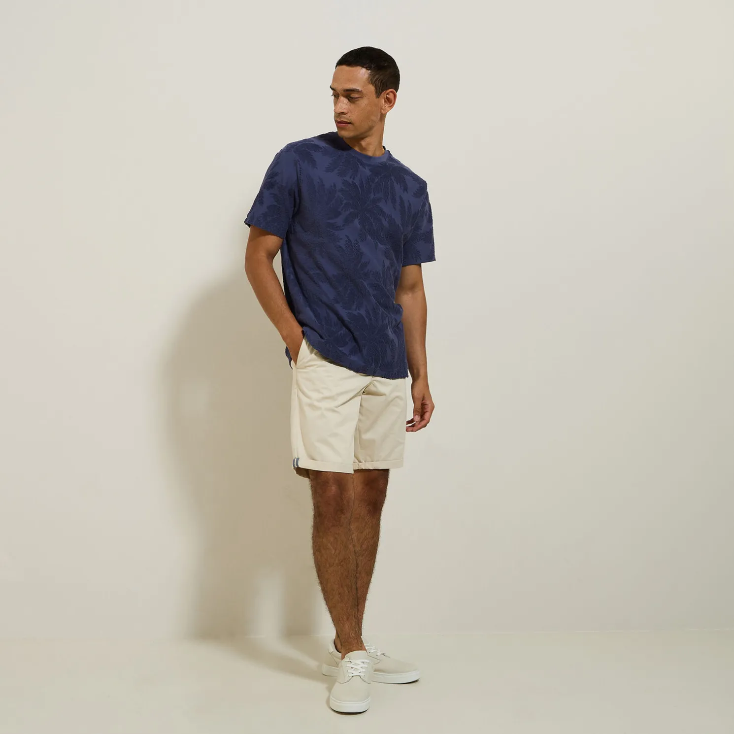 T-shirt in badstof met ronde hals en print