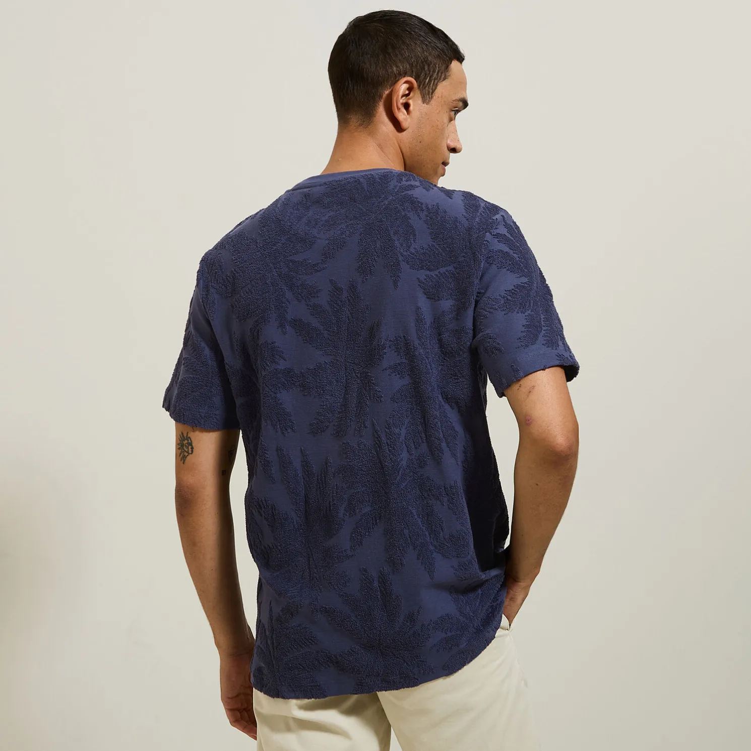 T-shirt in badstof met ronde hals en print