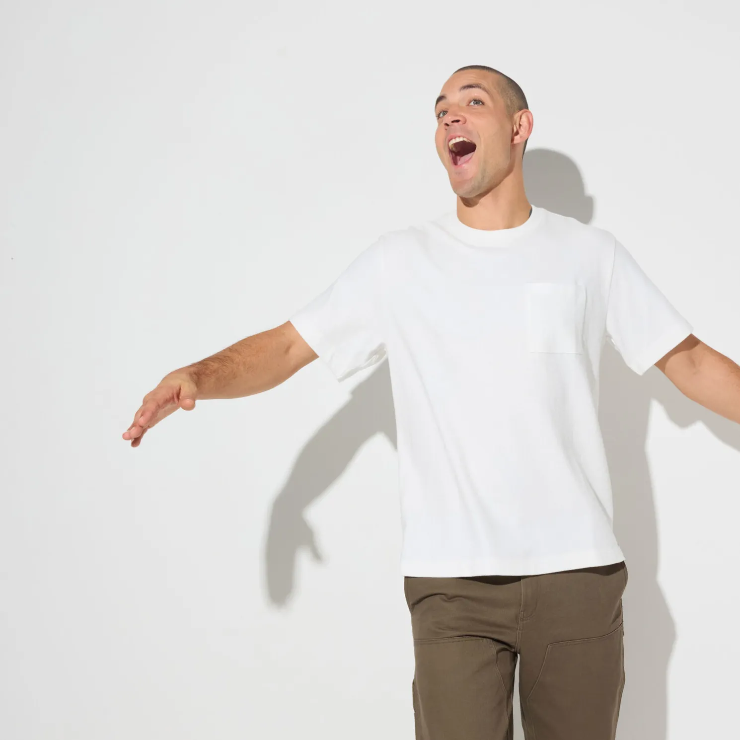 T-shirt in badstof met ronde hals