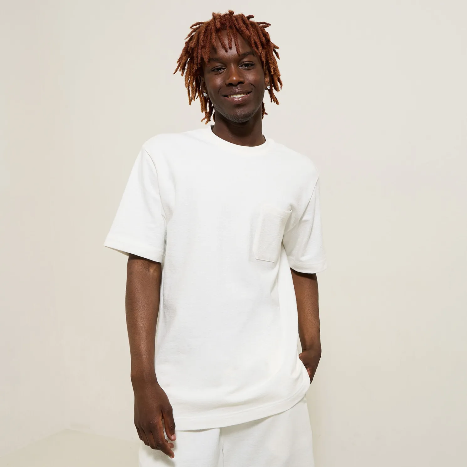 T-shirt in textuurstof met ronde hals