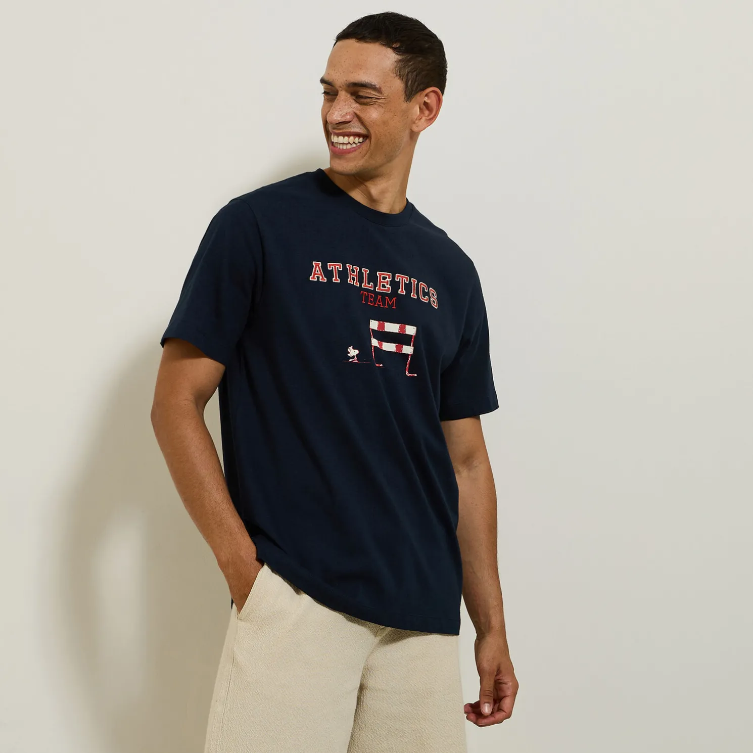 T-shirt met Athletics Team-print, Peanuts-licentie