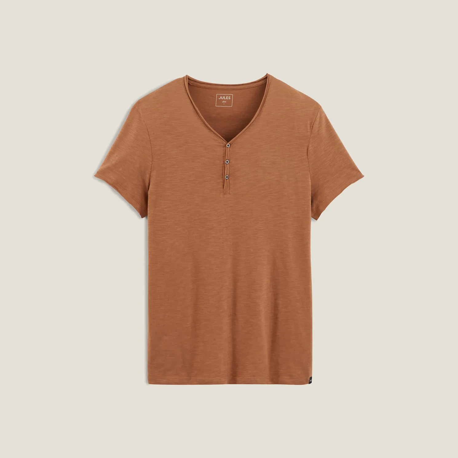 T-shirt met knooplijst in gevlamde stof