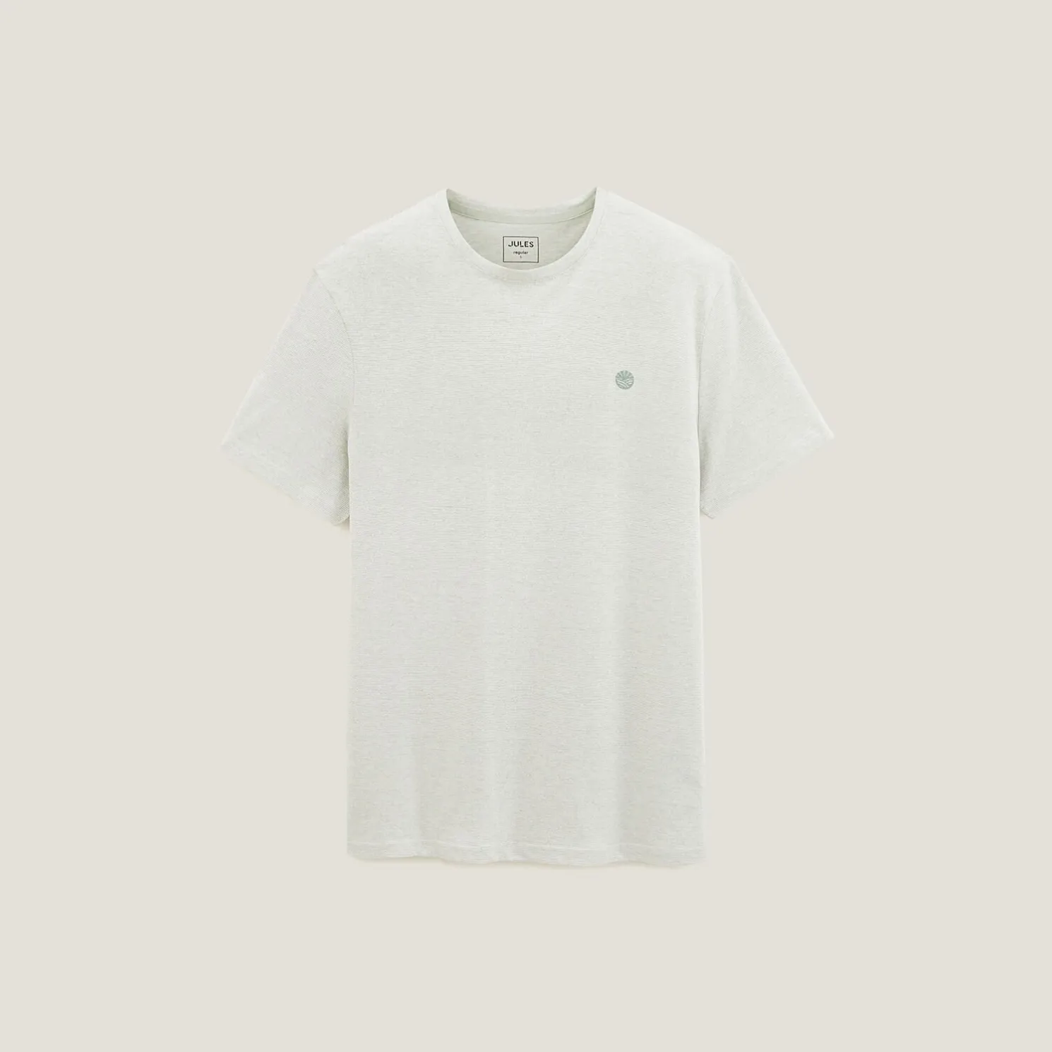 T-shirt met microstrepen en borduursel op de borst