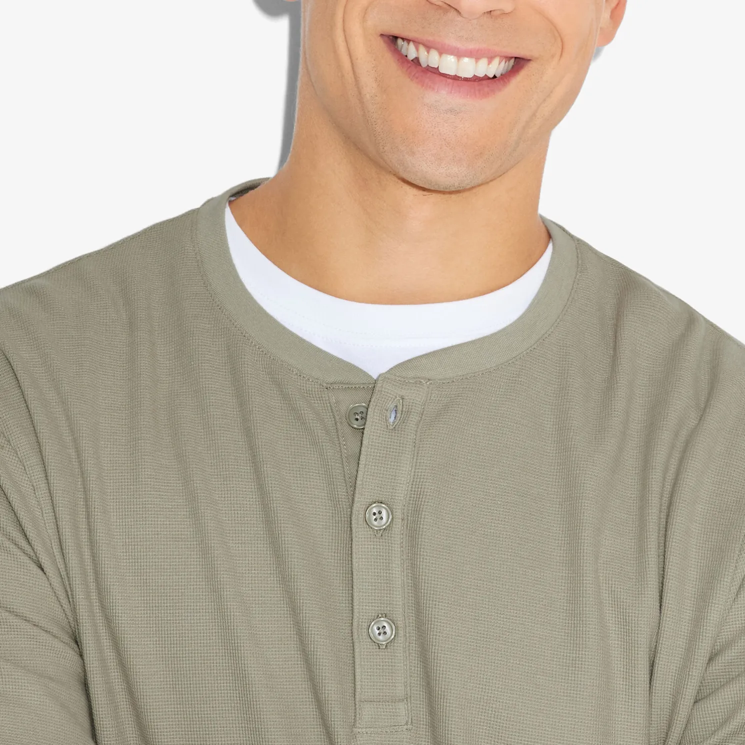 T-shirt met Tunesische kraag in wafelstof