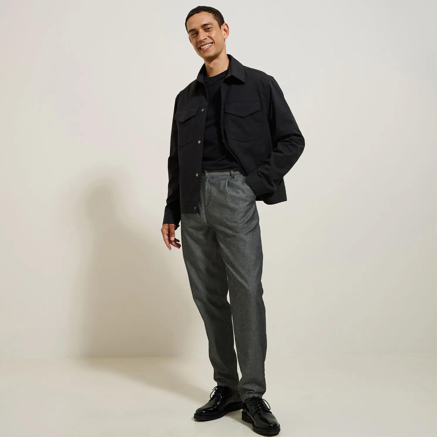 Tweekleurige, relaxte broek in twill