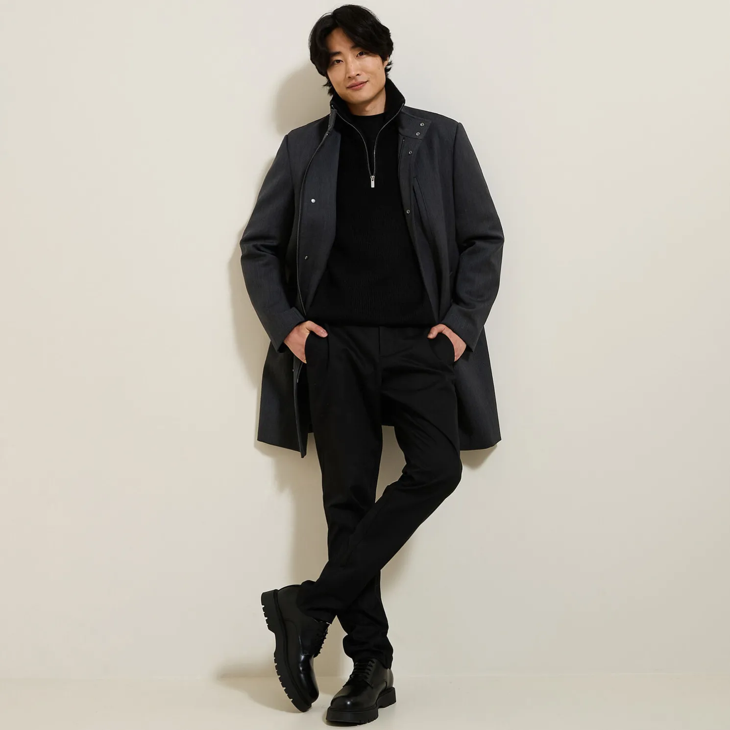 Zachte trui met truckerskraag